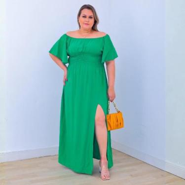 Imagem de Vestido Feminino Longo Plus Size Viscolinho Festa Passeio Casamento Ma