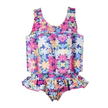Imagem de Roupa de banho infantil para bebês, meninas, floral, flutuante, com flutuação ajustável, roupa de banho infantil, maiô inteiro, verão, sem mangas, babados, tutu, vestido de natação colorido, floral, 6