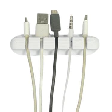 Imagem de Organizador de Cabos 5 Entradas – Suporte Adesivo para Mesa, Parede ou Carro | Organizador de Fios USB, Tipo-C, Carregador – Preto ou Branco (Branco, 5 Entradas)