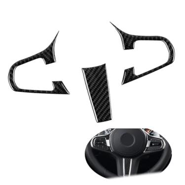 Imagem de BLAKAYA Compatível com moldura de botões de volante de fibra de carbono para BMW Série 3 3GT G20 G28 2020 2021 2022 (3 peças preta)