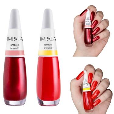 Imagem de Kit 6 Esmaltes Impala Tons de Vermelho Cremosos Perolados (Amante e Tomate)