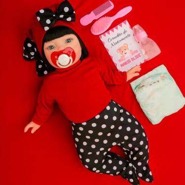Imagem de Boneca Bebê Reborn Realista  Olhos Azuis, Roupinha Minnie Acessórios -