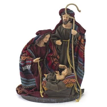Imagem de Imagem Sagrada Família Tecido Colorido Importada Resina 30