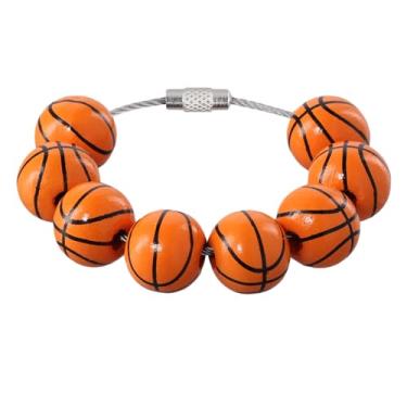 Imagem de Amuletos de bolsa esportiva, acessórios decorativos de contas de madeira, bolsa de mão para decoração de praia, bolsa de mão compatível com bolsas Bogg (basquete)