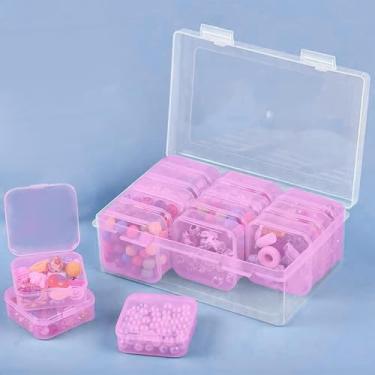 Imagem de Caixa de armazenamento de plástico de 12 grades com 12 mini recipientes, estojo organizador de joias transparente para contas, artesanato, pílulas, acessórios, organizador de itens pequenos