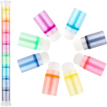 Imagem de 8 pincéis de mistura para fazer cartões, pontas de dedo de cerdas macias, mini pincéis empilháveis de liquidificador com tubo de armazenamento, ferramenta de mistura de tinta para projetos de pintura