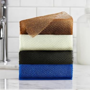 Imagem de 4 peças de esponja esfoliante africana, esponja de banho de 84 cm de comprimento, rede de limpeza corporal para pele das costas mais suave, uso diário