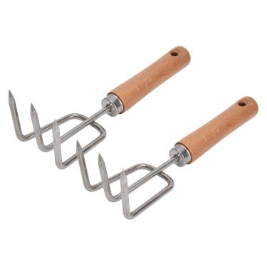 Imagem de aqxreight Ancinho de Garra de Jardim de 2 Peças Com Alça de Madeira, Ancinho de AçO Inoxidável, Ferramenta Cultivadora Portátil e é Buraco Conveniente para Pendurar que Usar para O Uso é