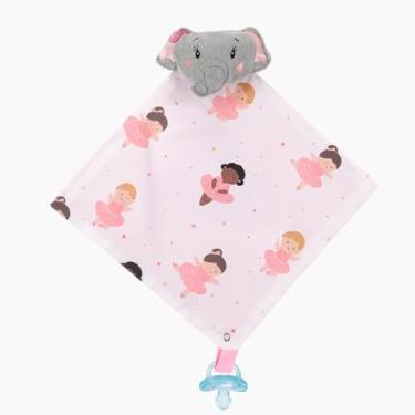 Imagem de Naninha Para Bebê Paninho Bichinho com Prendedor de Chupeta (Elefante Rosa)
