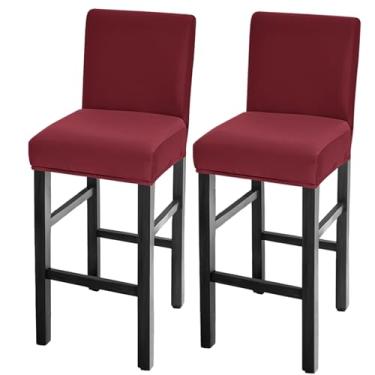 Imagem de GOSTADY Conjunto de 2 capas de banco de bar, à prova d'água, capas de assento de banco de bar, com altura elástica, para cadeira alta de pub com encosto, capas de cadeira de bar para cozinha, sala de