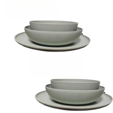 Imagem de ogo de 3 Pratos Resistente Linha Colours – Variedade de Cores, Livre de BPA e Uso no Micro-ondas | Prato Raso, Fundo e Bowl Modernos(Kit 2 jogos de pratos/Sálvia)