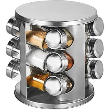 Imagem de Porta Temperos GiratóRio De AçO Inox Com 12 Potes - Organizador De Condimentos Para BalcãO(Porta tempeiro 12potes)