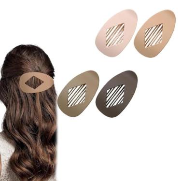 Imagem de Grampos de cabelo grandes e planos redondos - Grampos de cabelo com forte aderência com design curvo ergonômico, presilhas antiderrapantes e fortes acessórios de bico de pato para espesso/fino