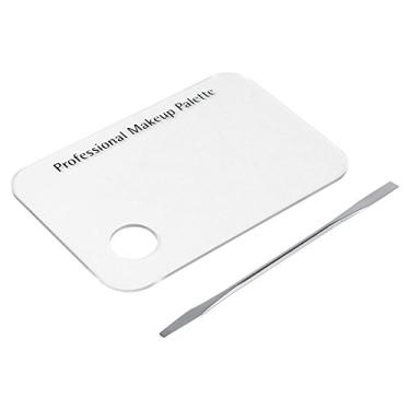 Imagem de ZJchao Paleta de Maquiagem, Paleta de Base, Placa de Mistura de Cosméticos para Arte Em Unhas de Acrílico Transparente Com Espátula de Aço Inoxidável Essenciais para Maquiadores para