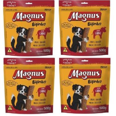 Imagem de Bifinho Magnus para Cães Adultos Sabor Carne - 500g, Kit 4 Bifinho Mag