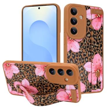 Imagem de MOWIME Capa para Samsung Galaxy S25 com alça de pulso, linda flor floral, leopardo, estampa de guepardo, capa de telefone TPU macio para mulheres e meninas, capa slim fit com pulseira ajustável