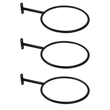 Imagem de 3 Suportes de Parede Reforçados para Bolas Pilates Completo (PRETO) - 