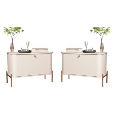 Imagem de Conjunto Mesa De Cabeceira Albania Off White Bronze