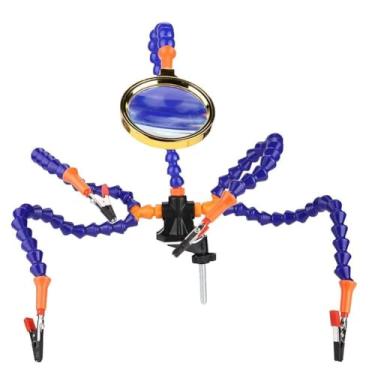 Imagem de 5 Ajudando a Estação de Solda de Armas, Design Flexível de Braço Com Lupa, Clipe de Mesa de Liga de Alumínio, Placa Não Deslizante, para o Avião Modelo, Placa de Circuito (Com