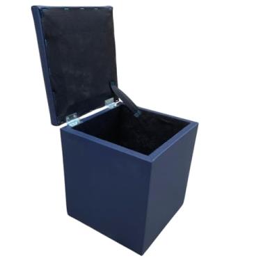 Imagem de Mini puff baú infantil puff pequeno assento para casa quarto sala puf para criança 30×25×25cm(AZUL MARINHO)