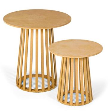 Imagem de Kit 2 Mesas Buffet Ripadas Festas Eventos Casamento Aniversário Bolo Doces Rústico Decoração Balcão Mdf Jt Home