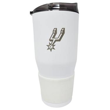 Imagem de Boelter Premium Powder Coat Ultra Tumbler 850 g - Aço inoxidável isolado a vácuo, sem BPA, tampa deslizante - Placa gráfica NBA San Antonio Spurs oficialmente licenciada (branca), ideal para bebidas