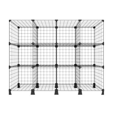 Imagem de Estante de Aço Aramado Organizadora Multiuso 12 Nichos Casa Loja Comércio Estoque Roupas Brinquedos (12 Nichos Horizontal COR PRETO)