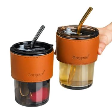 Imagem de Kit 3 Caneca De Canudo Copo Com Tampa Coloridas Vedacao 450ml Canudos De Plastico Estilo Mason Jar