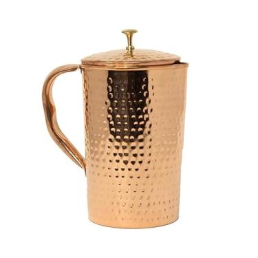 Imagem de Jarro de água martelado de cobre puro sem lacre (jarra de cobre) capacidade de 1,5 litros