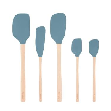 Imagem de Conjunto de 5 utensílios de cozinha com espátula flexível e resistente ao calor – Inclui espátula antiaderente, colher, raspador de pote e mini | Cozinha sem BPA | Design ergonômico