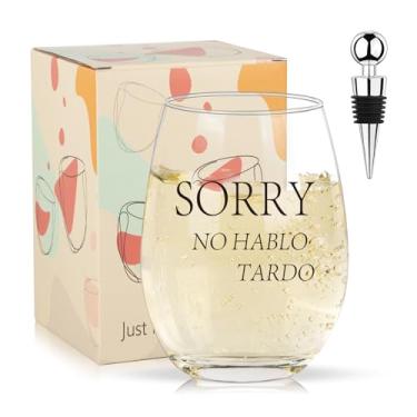 Imagem de Taças de vinho engraçadas para mulheres, homens, Sorry No Hablo Fuxktardo 473.6 g Taça de vinho sem haste, 2025 melhores presentes de elefante branco, presente de aniversário ou Natal perfeito para