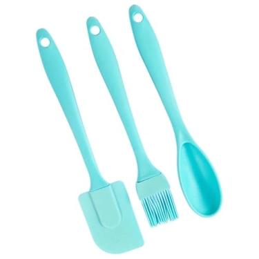 Imagem de Kit 3 Peças Silicone Colher Pincel e Espátula Utensílios Culinários Cozinha