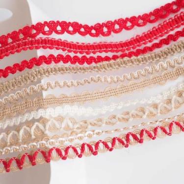 Imagem de Youmeizer 10 jardas (10 estilos) Fita bordada de corda de juta feita à mão ultra estreita, vintage, trançada, para costura e projetos de decoração de casa, decoração de presente (10 estilos misturados