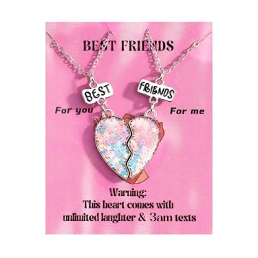 Imagem de Krfy Colar Amizade para 2, Colares de Melhor Amigo para Meninas, Pingente Combinando BFF Colar para 2 Irmãs, Conjunto de Colares de Coração Dividido Magnético para Mulheres, Liga de aço, Sem Pedra
