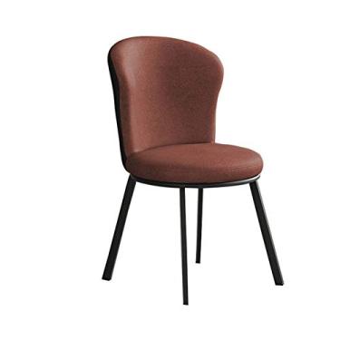 Imagem de Cadeira de jantar, cozinha, sala de jantar, móveis, cadeiras de couro de camurça fosco, cadeira de jantar com encosto estofado e almofada, pernas de aço elegantes para sala de estar, quarto, cozinha