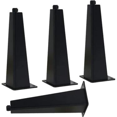 Imagem de Conjunto de 4 pés de móveis de metal ajustáveis DIY armário cama sofá mesa pernas alumínio com parafusos preto 12 cm altura (ouro 30 cm)
