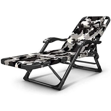 Imagem de Espreguiçadeira cadeiras de jardim cadeira dobrável poltronas reclináveis para casa poltronas para almoço pufe encosto cama varanda adulto multifuncional cadeira dobrável feliz portátil (cor: B)