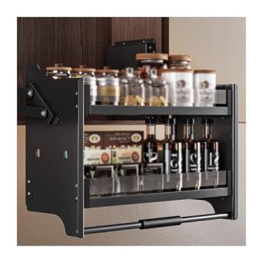 Imagem de Cesta de tempero de parede de 2 camadas, organizador de armazenamento de armário superior, conveniente prateleira de puxar para baixo, economia de espaço para café doméstico (800 mm)