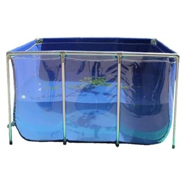 Imagem de HYUIO Piscina de aquário com moldura de lona com painel de visualização transparente e válvula de drenagem, lagoa acima do solo para criação de jardim de piscicultura (120 x 80 x 60 cm)