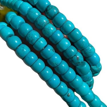 Imagem de Lady Works Fio de pedra natural turquesa azul de 33 cm, contas lisas redondas de 10 x 8 mm para fazer joias DIY | Beads_00667