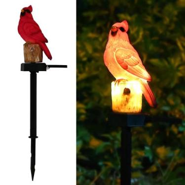 Imagem de Figurita de Pájaro Cardenal Rojo para Decoración de Jardín con Luz Sol