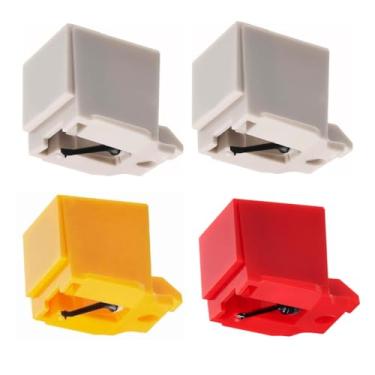 Imagem de Caneta de substituição para toca-discos (branco, vermelho, amarelo (pacote com 4))