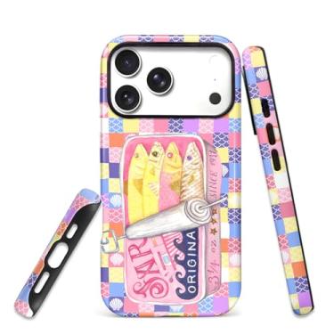 Imagem de HCTYKHVTYS Capa para iPhone 17 Pro Max, proteção de 2 camadas com silicone TPU e capa rígida de policarbonato, antiqueda, fosco e resistente ao desgaste - Latas de sardinha no tabuleiro de xadrez