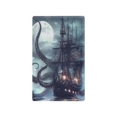 Imagem de Blueangle Placa de parede decorativa em branco, tamanho padrão, capa de interruptor de navio pirata de 1 gangue para quarto de escritório em casa, 4,53 x 2,76 polegadas (142)