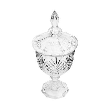 Imagem de Bomboniere Potiche de Cristal C/Pé Dublin Transparente 24,5x11,5cm Lyor