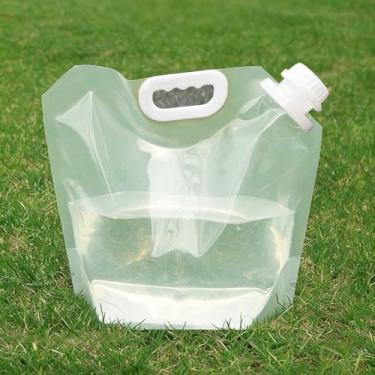 Imagem de Saco de água portátil de 5L em vez de garrafa de água, acampamento esportivo dobrável ao ar livre, montanhismo de grande capacidade, saco de plástico portátil para beber diretamente
