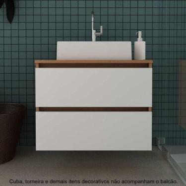 Imagem de Balcão Gabinete para Banheiro sem Cuba Suspenso com gavetas 60cm BN360