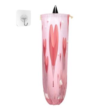 Imagem de Wassud Balão em forma de coração (2) 1 pacote de suporte de saco de plástico, suporte de parede para sacola de mercearia armazenamento de cozinha para decoração de despensa de cozinha doméstica