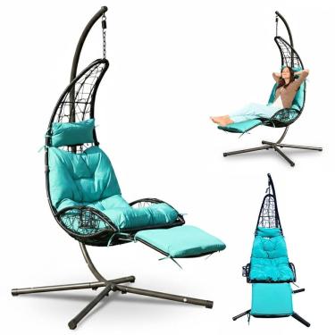 Imagem de Cadeira Balanço Meia Lua Espreguiçadeira Piscina Varanda Jardim Area Lazer Estar Verao Sol Calor Camping Suporte Garrafa