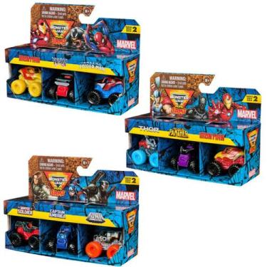 Imagem de Kit c/9 Monster Jam Mini Marvel Spiderman Iron Man Thor 1:64